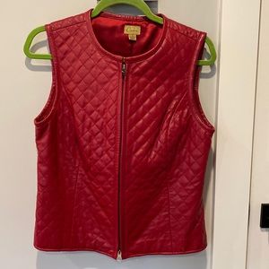 Nordstrom Caslon Red lamb-skin quilted vest.